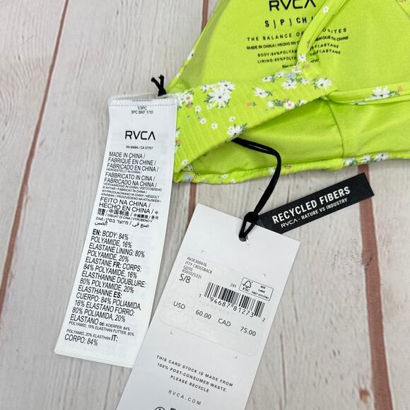 NWT RVCA Itty Crossback Neon Green Bikini Top Women’s Size S/8 - Picture 6 of 6